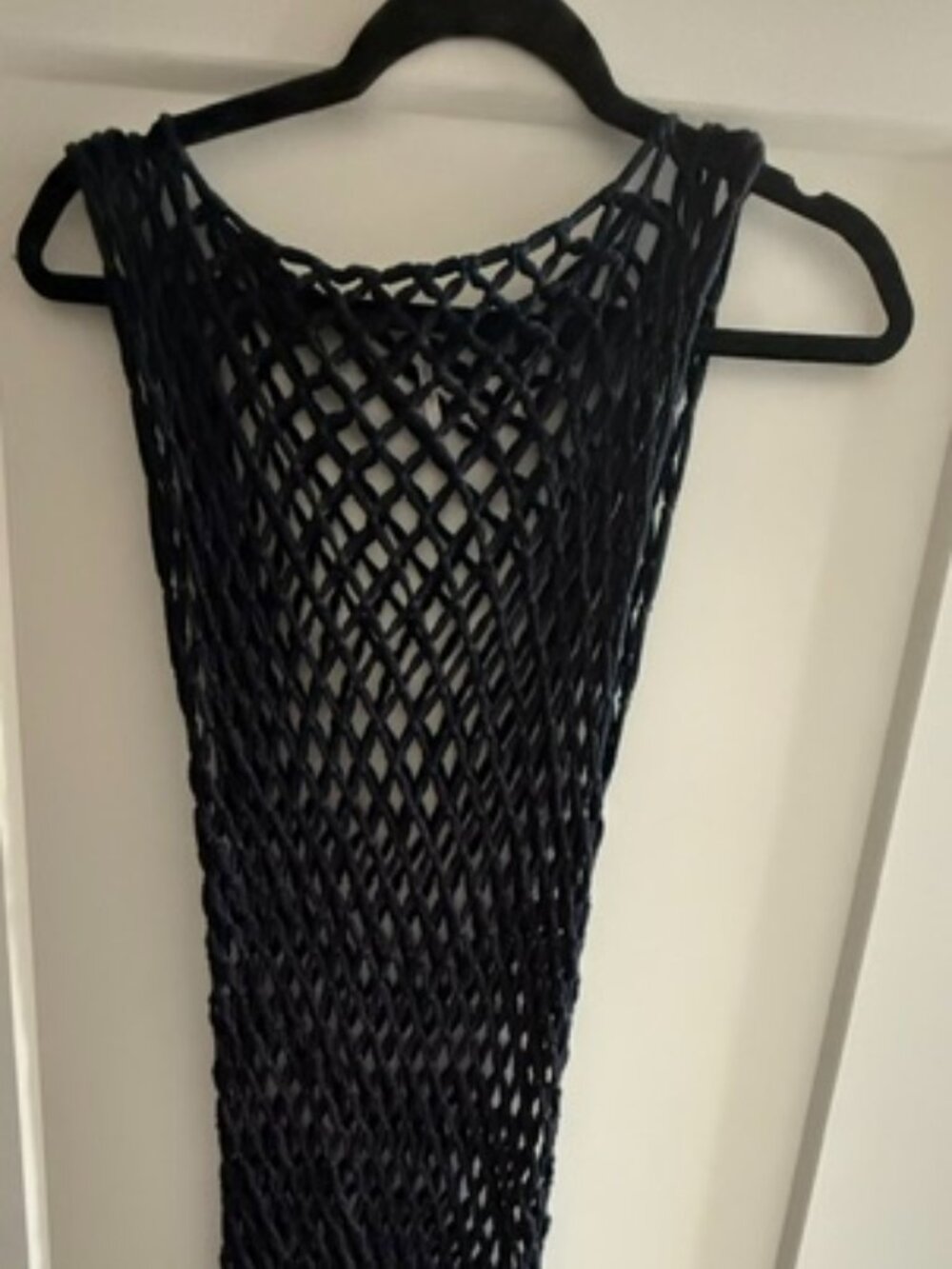 Free People Net Dress with Fringe-Black
